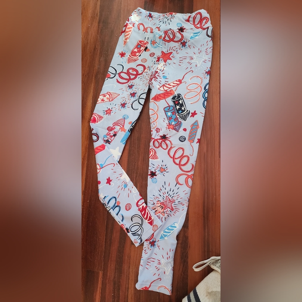 LuLaRoe Teen Leggings Patriotic Print USA